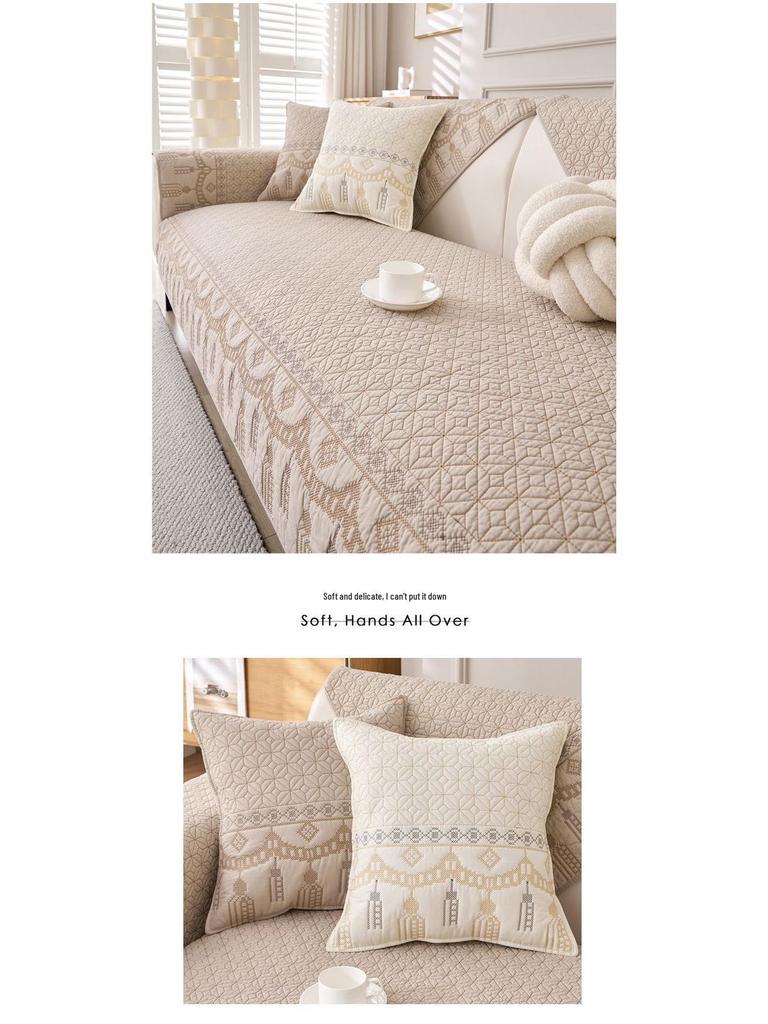 All-Cotton Non-Slip Sofa Cushion Cover: Universal, Luxurious Fabric for All Seasons