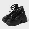 2025 Y2k Black Gothic Mary Janes Casual Pumps Chunky High Heels Goth Bow Tie Decor Lolita Platform Shoes Women