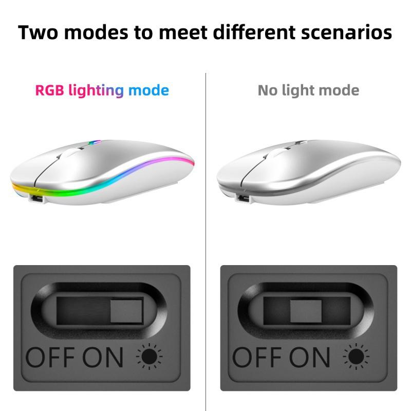 2.4G Bluetooth Mouse RGB Wireless Charging Mouse Luminous Ultra-Thin Silent Mute Mice USB Mause