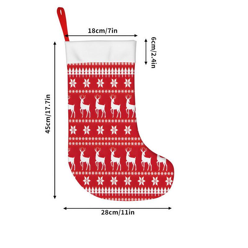 Christmas decoration fireplace hanging stocking Christmas Stockings 1pc 45.72 cm, Retro Festive Deer Red Printed Soft Xm