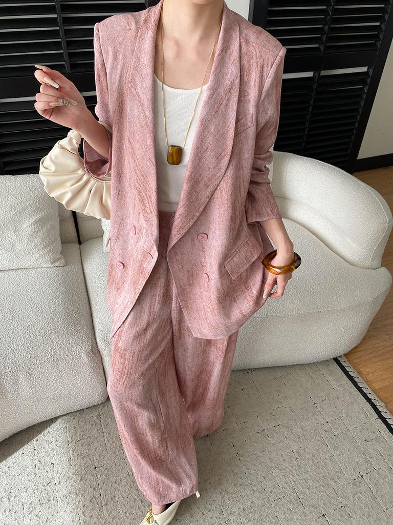 Sijan Early Spring New Arrivals Linen Blend High Intelligence Old Money Drip Suit Jacket Wide Leg Pants Set Sn