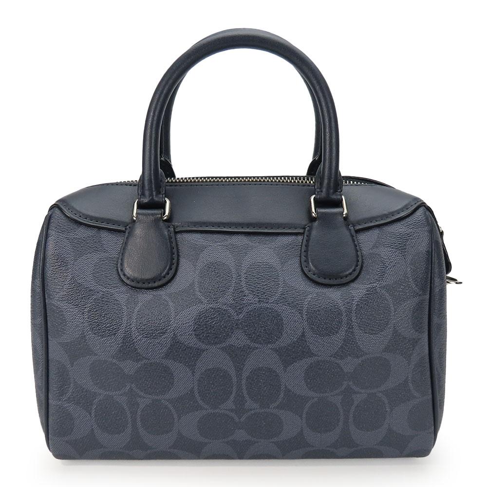 Used COACH Handbag F78263 Signature leather Navy Mini Boston