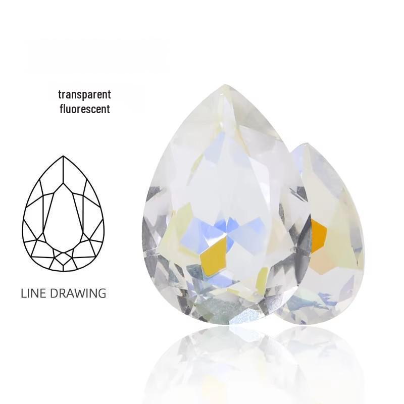 High-Grade K9 Teardrop Rhinestone DIY Jewelry Accessory - Silver-Plated Base with Irregular Crystal Glass Drill, Pointed Bottom