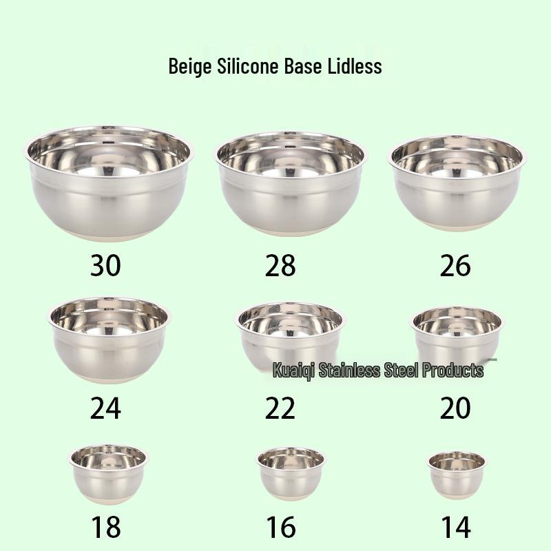 American-Style Silicone-Lidded Salad Bowl Set - Stainless Steel, Multi-purpose for Cooking, Baking, and Egg Beating.
