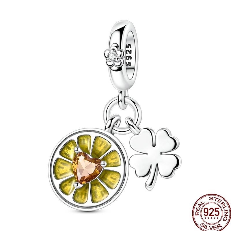 New Copper Fruit Charms Bead Strawberry Lemon Kiwi Peach Dragon Pendant Fit Original Bracelet Diy For Women Jewelry