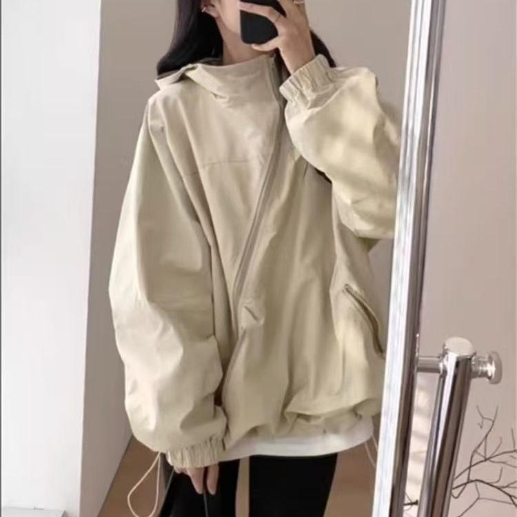 Spersonalizowana kurtka wiatrówka dla kobiet w stylu koreańskim, nowa cienka kurtka, kurtka luźna z kapturem, kombinezon