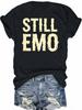 Unisex Black Vintage Distressed Still Emo Graphic T-Shirt