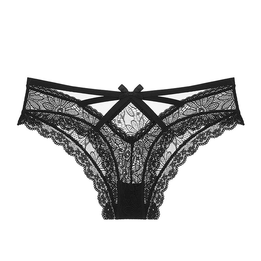Women's Sexy Panties Color Lace Lace Bow Cross Strap Low Waist Briefs