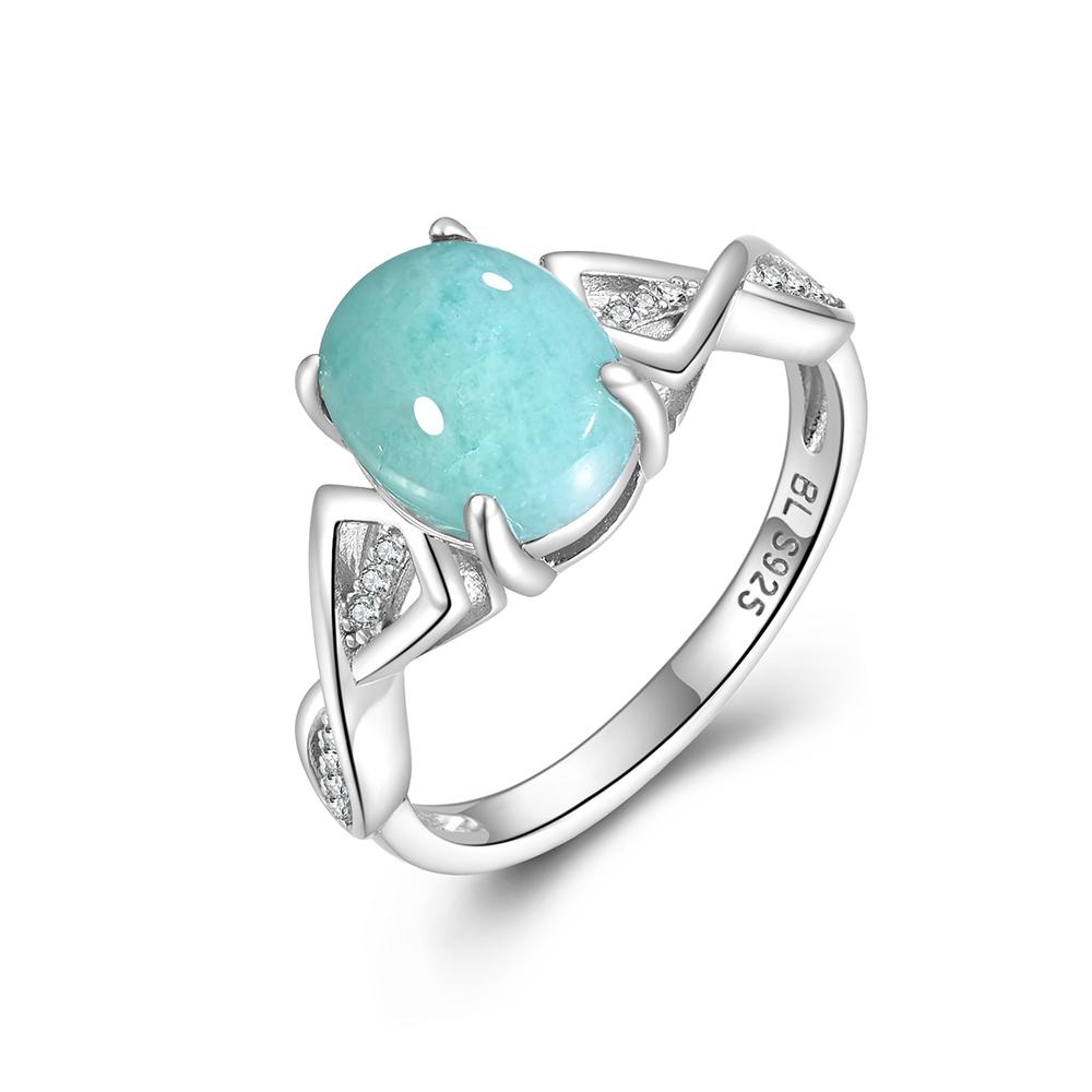 

Великолепные кольца с натуральным овальным амазонитом 8*10 мм весом 2,97 карата из серебра 925 пробы с настоящим драгоценным камнем, изысканные ювелирные изделия для женщин, подарки на годовщину US RING SIZE:10# синий