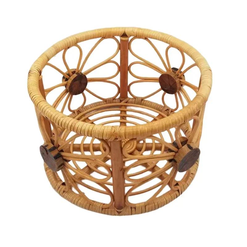 1pc Rattan Baby Bed Chair Round Sleeping Basket Newborn Photo Prop Studio Shooting Essential Infant Photography Accessory Kit