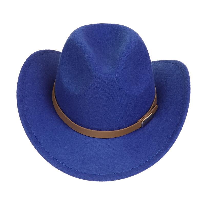 Western Cowboy Top Hat Spring And Autumn New Jazz Hat Big Brim Pentagram Belt Accessories Felt Hat Men And Women