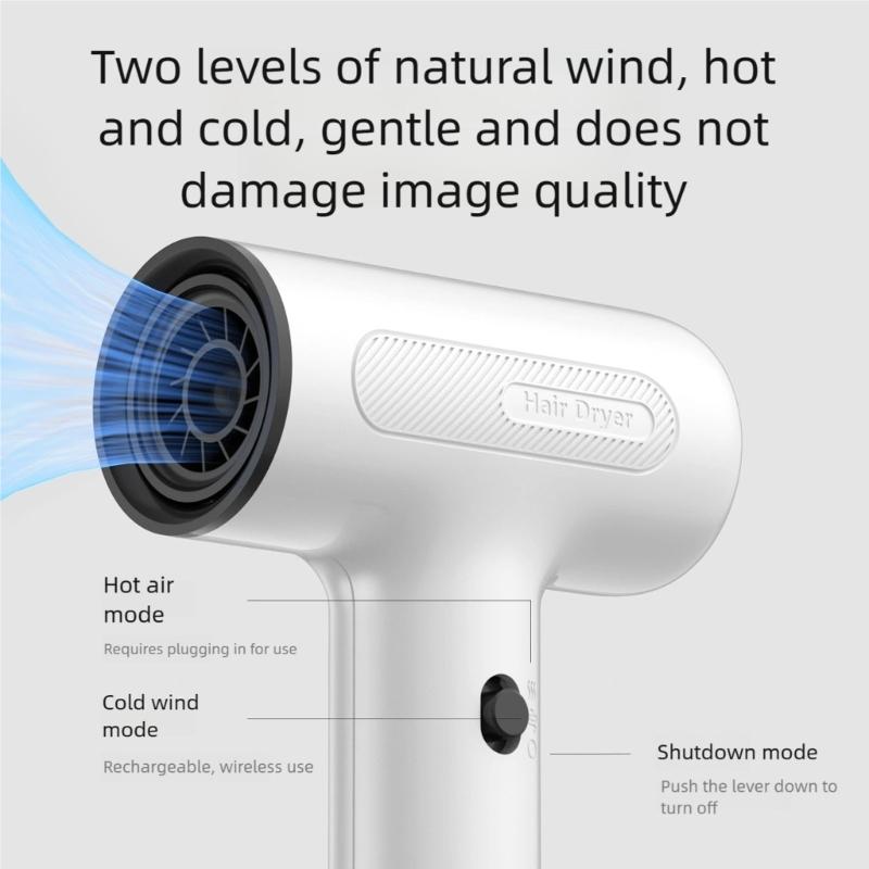 Quick Dry Blow Dryer Fast Hairdryer 500W Drying Hair Tool Rechargeable Quick Styling Tool ABS Texture for Drying Hair