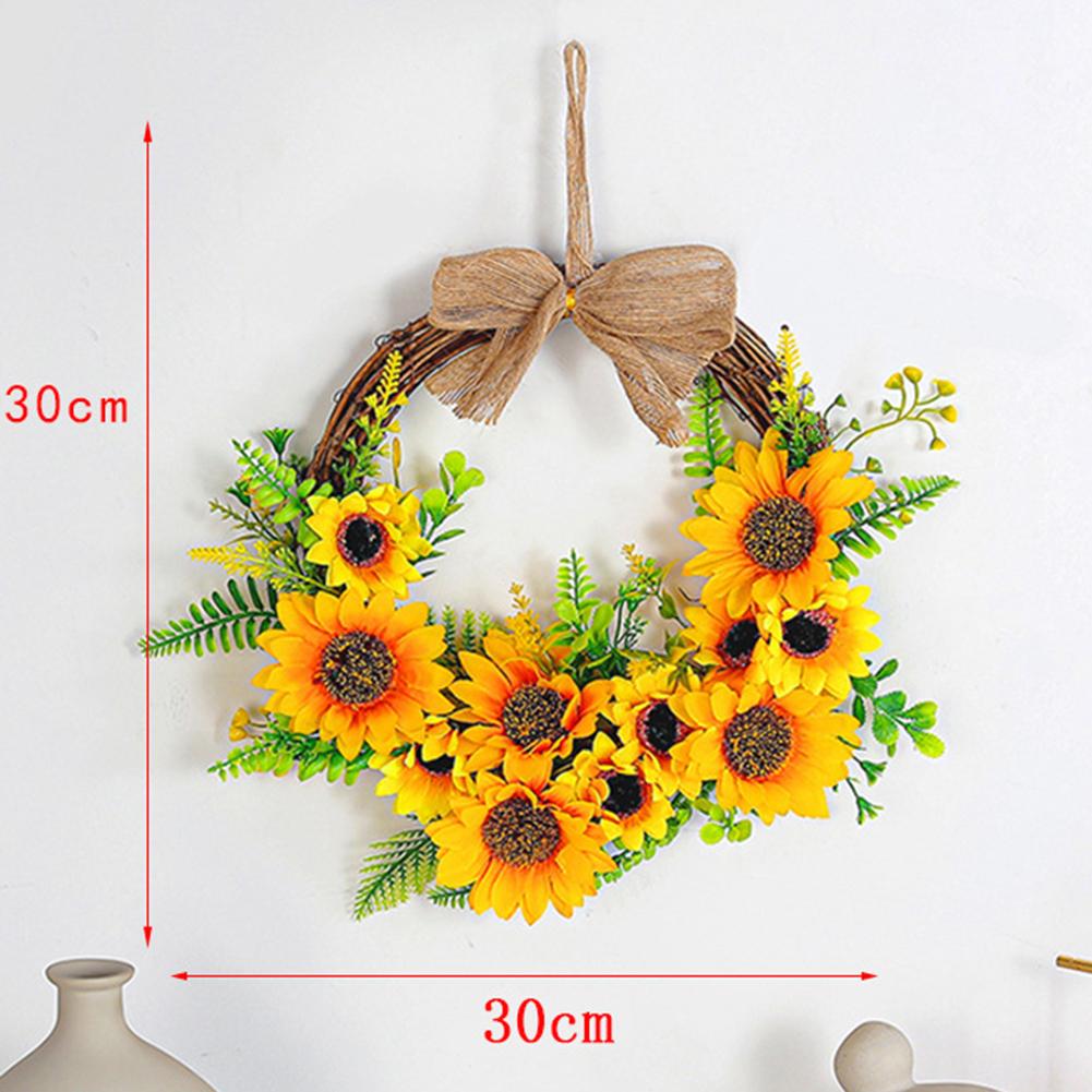 1PC Artificial Sunflower Garland 30*30 Cm Autumn Sunflower Wreath For Thanksgiving & Seasonal Home Decor Wreaths & Garlands