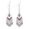 Niche retro temperament rhombus fringed earrings long ethnic style simple high-end earrings women's ear jewelry