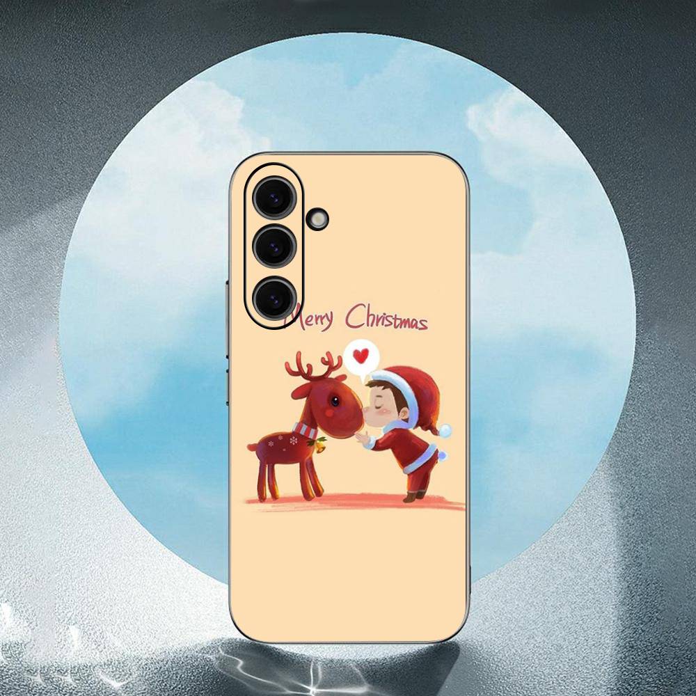Christmas Deer For Samsung Galaxy S23 S24 S25 Ultra S22 Plus S21 Black Soft Case Waterproof Soft Case