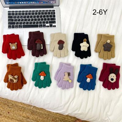 Guantes de Punto de Invierno para Bebés y Niños de 2 a 6 Años Ins de Cinco Dedos Cálidos Lindos para Bebé Niña Niño Diseño de Etiqueta Moda Infantil Clima Frío