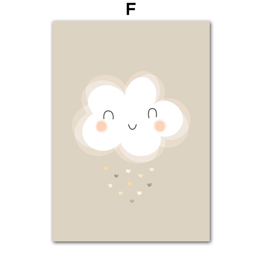 Boho Bear Sloth Mountain Sun Rainbow Nursery Posters Cartoon Wall Art Print Canvas Painting Baby Kids Room Home Decor Pictures