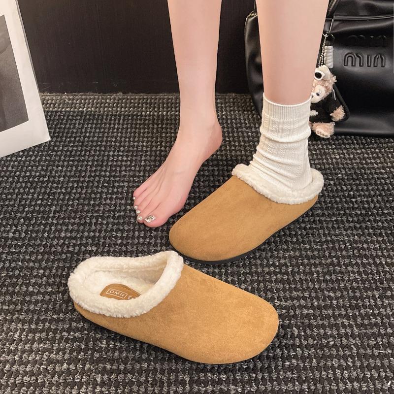 Retro women's winter new Mao Mao slippers casual one-pedal bag head slippers women