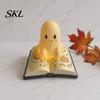 Small Cordless Light Halloween Ghost Table Lamp, Resin Spooky Night for Dreamy Bedroom Decor Bookshelf, Warm Amber Purple Glow Gothic Decorative Desk