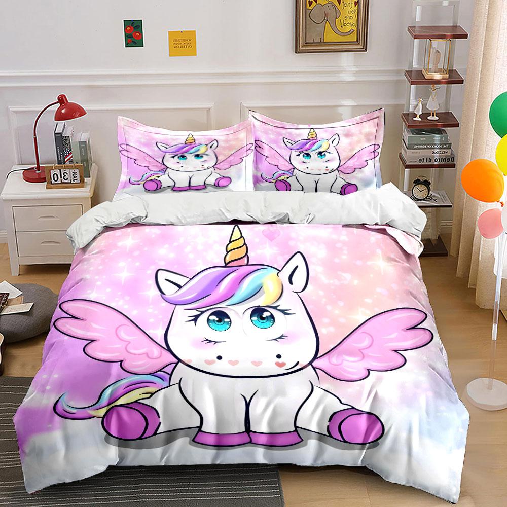 Cute Unicorn Wings Bedding Set Bedding Duvet Cover Set Duvet Cover Pillowcases (1 * Duvet Cover 2 * Pillowcases, without duvet insert)