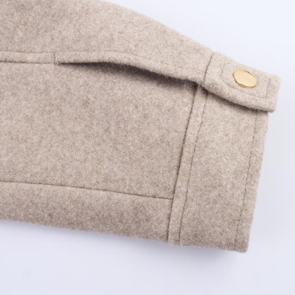 Women's Faux Suede Button Jacket Oversized Gathered Hem Short Length Coat Casual Vintage Outerwear With Pockets