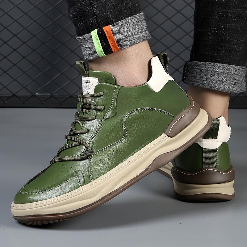 Frühling neue Herrenschuhe Rindsleder atmungsaktiv Trend vielseitig braun Retro Leder Freizeitschuhe
