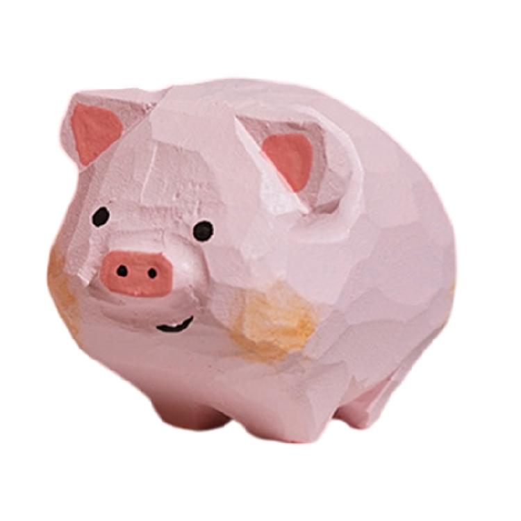 Adorable Wood Piggy Statues Perfect For Living Room Bedroom Or Study Decoration Piggy Sculptures