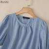 ZANZEA Damen Casual Rundhals Kurzarm Spitze Einsatz Bluse