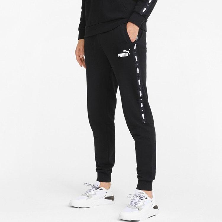 Puma Side Stripe Tapered Mid Waist Knit Joggers Men Bottoms Black 849535-01