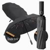 Large Automatic Folding Umbrella - Double Keel, Windproof, Sun Protection, 24-Rib Design, Compact & Durable for Rain or Shine