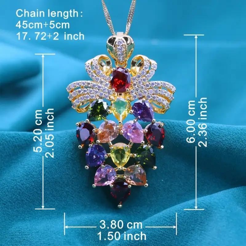 Creative Grape Design-Luxury Delicate Zirconia Pendant-  Gold-Plated Multicolor Pendant Necklace- Perfect For Weddings Gifts