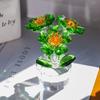 Clear Base Mini Glass Flower Sculpture Handcraft Artificial Flower Figurine  Valentine's Day