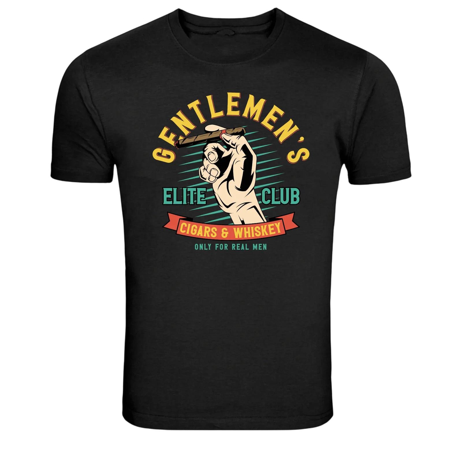 Gentlemen s Elite Club Cigars & Whiskey Graphic T-Shirt XL