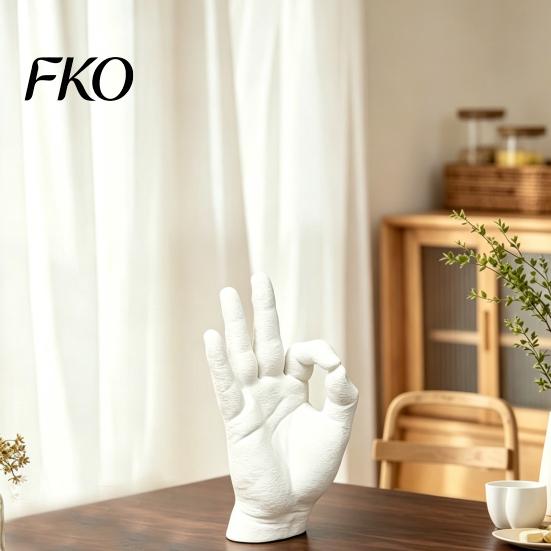OK Hand Ornament 3D Printed Figurine Modern Gesture Shape Statue Print Sculpture Decoration for Home Office Living Room