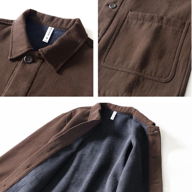 Chinese Style Winter Jacket Men Ramie Cotton Fleece Coat Daily Casual Keep Warm Button Jacket Traditional Men Clothing