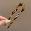U-Shaped Hair Fork Fashion Retro Style Acetate Acrylic Hairpin Geometric Design Head Wear Sticks Women Girls Hair Accessories