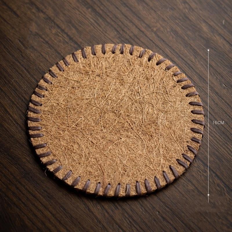 8/10/13/16cm Bristle Tea Coaster Covered Round Brown Teapot Mat Anti-scalding Coaster Warmer Mat Tea Ceremony Accessories