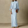 Women's Casual Color Sleeve Slim Fit Set