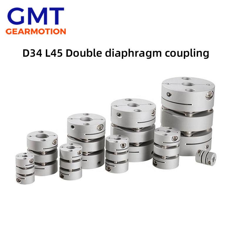 1pc Aluminum Alloy D34L45 Double Diaphragm Coupling Elastic Connector D34mm L45mm Ball Screw Step Servo Motor Encoder Computer 6x14mm