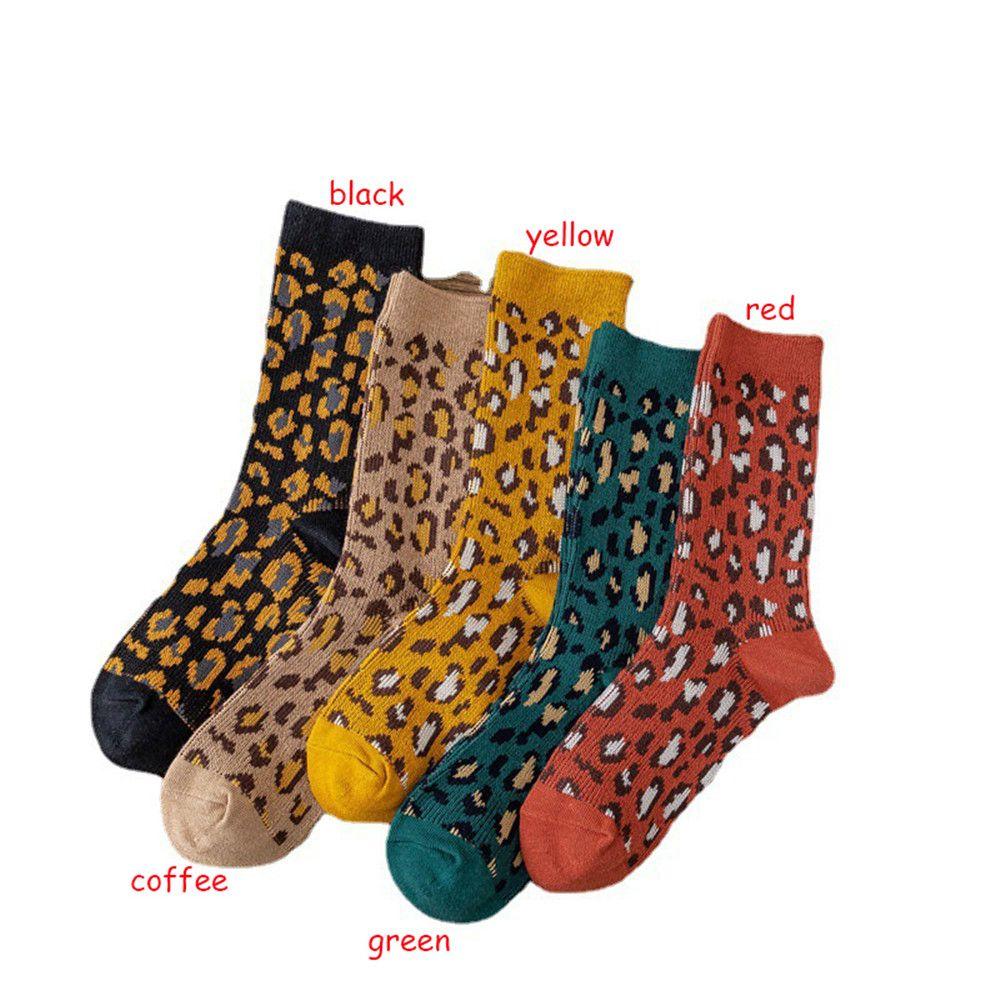 Christmas Gifts Comfortable Retro Breathable Harajuku Women Socks Skateboard Socks Leopard Print