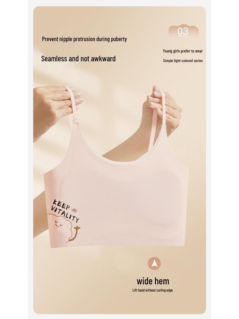 Seamless Lifting Camisole Underwear for Women: Skin-Friendly, Breathable, Comfortable, Fixed Cups, No Show-Through Sports Bra for Young Girls.