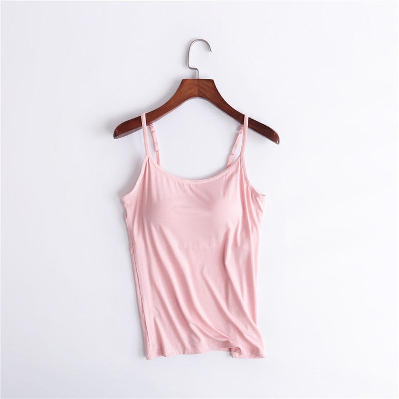 Dame Modal med Polstret Camisole Tanktopp Uten Bøylekopper Ett Stykke Yttertøy Underlag Undertøy Yoga Sport T-skjorte