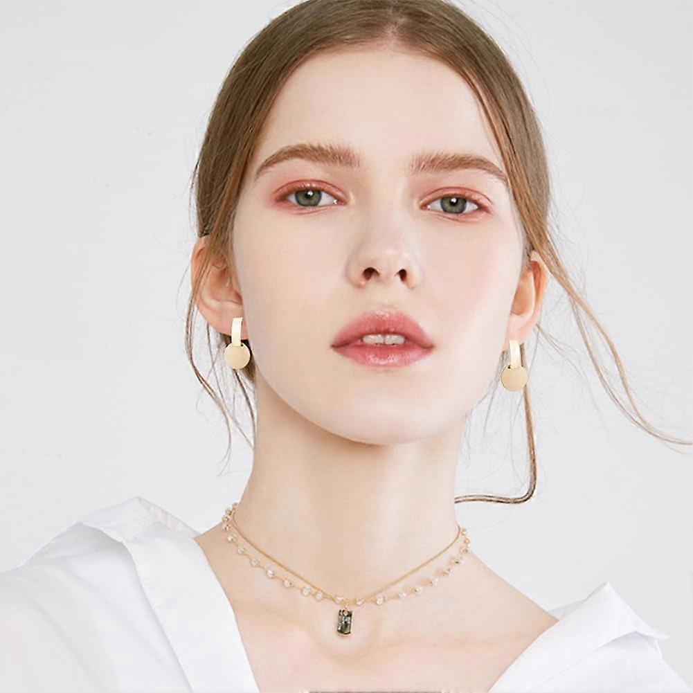 15 Pairs Geometric Drop & Stud Earrings Set, Gold Disc, Square, Circle Dangle Earrings, Wedding Hoop Earrings for Women