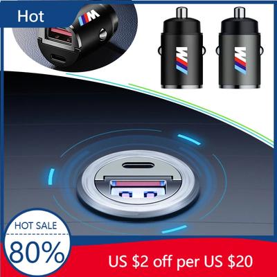 2025 60W Car Charger USB Type-C Fast Charging Cigarette Lighter Accessories For BMW M X1 X3 X5 X6 X7 E30 E90 M3 E84 E83 F25