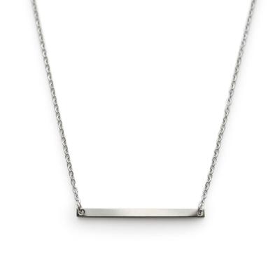 JewelVOX Halskette Edelstahl Kurze Halskette Stab Metallplatte Hypoallergen Erwachsene [Schmuckschatulle] Damen (Silber)