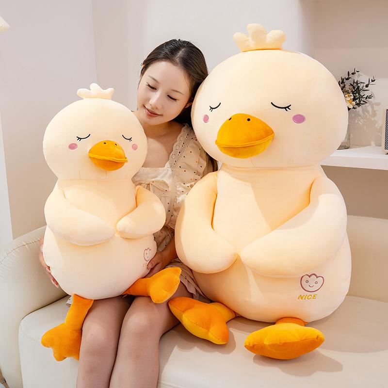 Giant Size Cartoon Duck Plush Toys Cozy Cotton Stuffed Yellow Duck Doll Soft Soothing Sleeping Throw Pillow Kawaii Room Decor