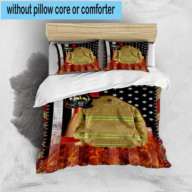 Firefighter's American Pride 3pcs Bedding,Including 1pc Duvet Cover And 2pcs Pillowcases Perfect for Christmas,Ideal for Bedroom, Dormitory