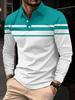 New classic striped printed polo shirt for men, long-sleeved, autumn casual and comfortable, suitable for button polo shirt, str