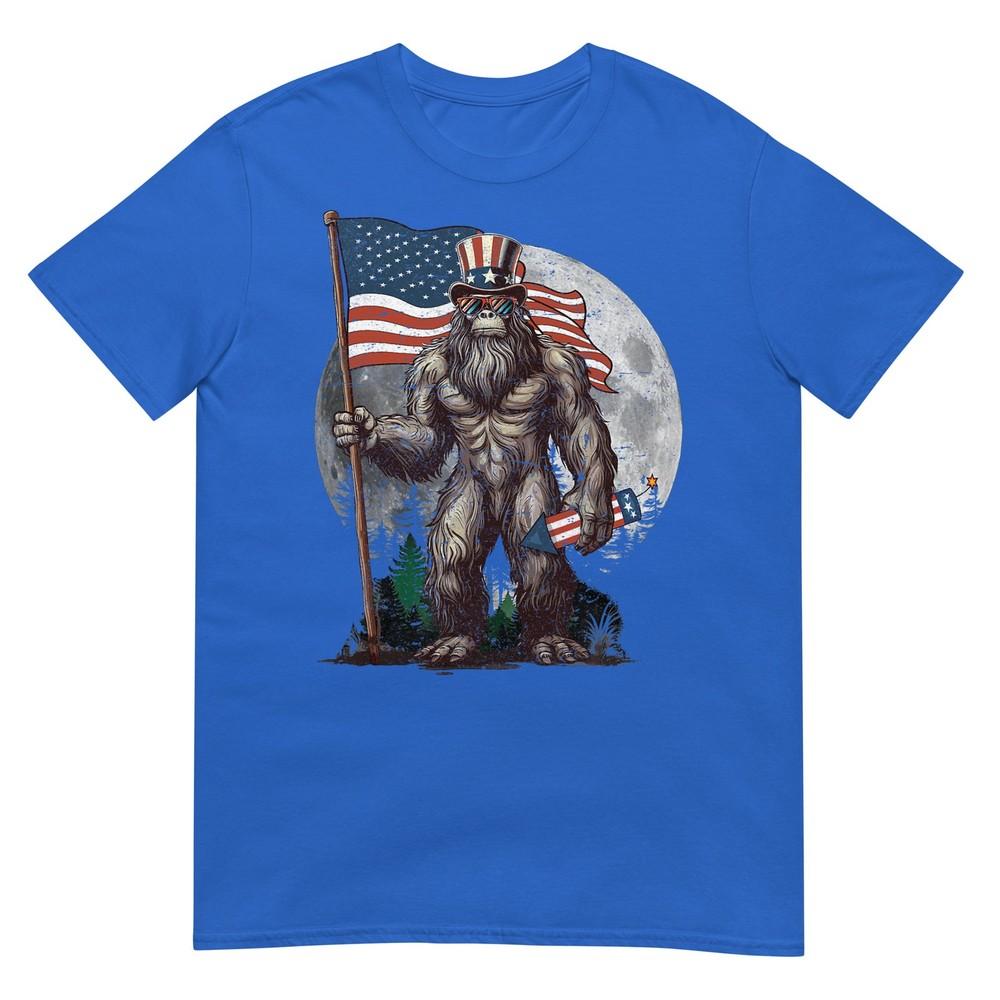 Bigfoot 4th Of July Shirts Unisex Sasquatch Usa American Flag Tshirt