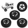 Set aus 4 schwarzen Aluminium-Radnaben mit Gummireifen für 1:12 MN86 Auto Rote RC-Autoteile, Ersatzräder